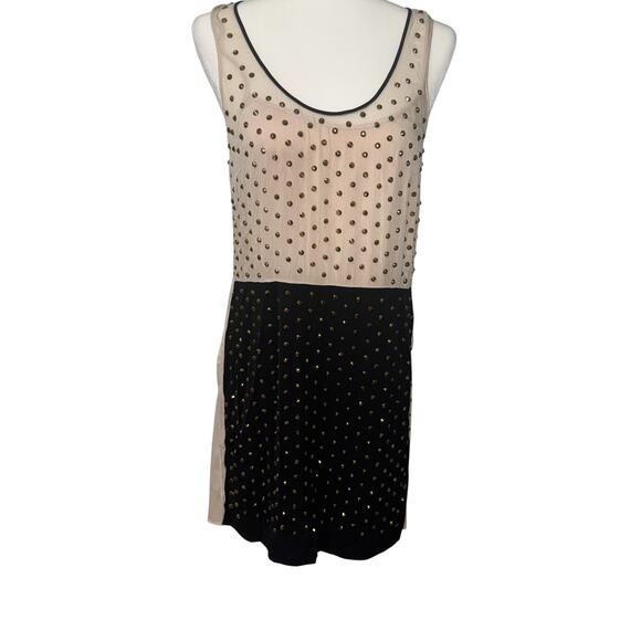 Diane Von Furstenberg Women 10 Sheer Dress Gold Studded Glam Formal Embellished - Picture 1 of 12